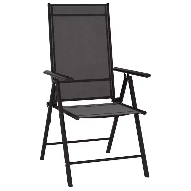 vidaXL Dining Set Black Aluminum 10 Piece Set Adjustable Footrests