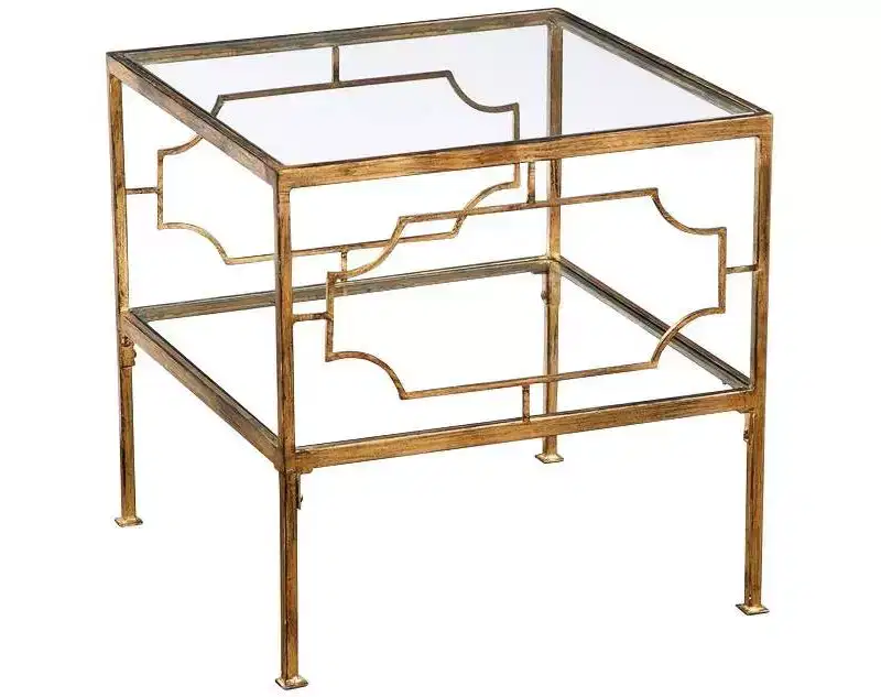 Uttermost Genell Gold Leafed Iron Cube Accent Table
