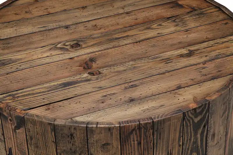 34 Rustic Round Coffee Table with Casters - Rustic Pine