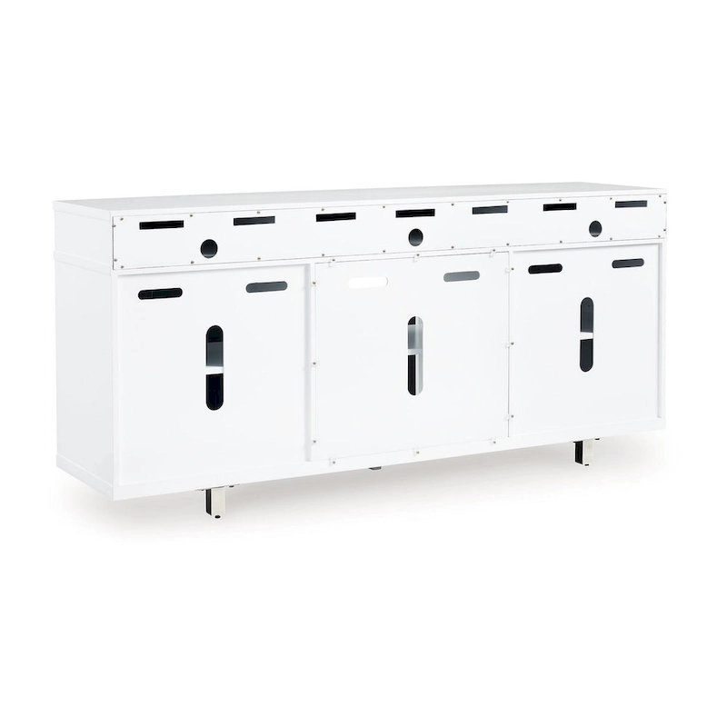 Ardon TV Media Console, Open Fireplace Area, White Black Wood, 72 Inch