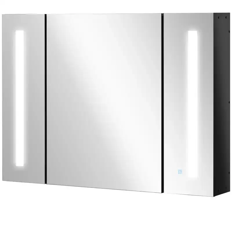 LED Lighted Medicine Cabinet with Mirror, 35.5W x 25.5H Wall Mounted Bathroom Cabinet with 3 Cupboards, Memory Function, USB Charge