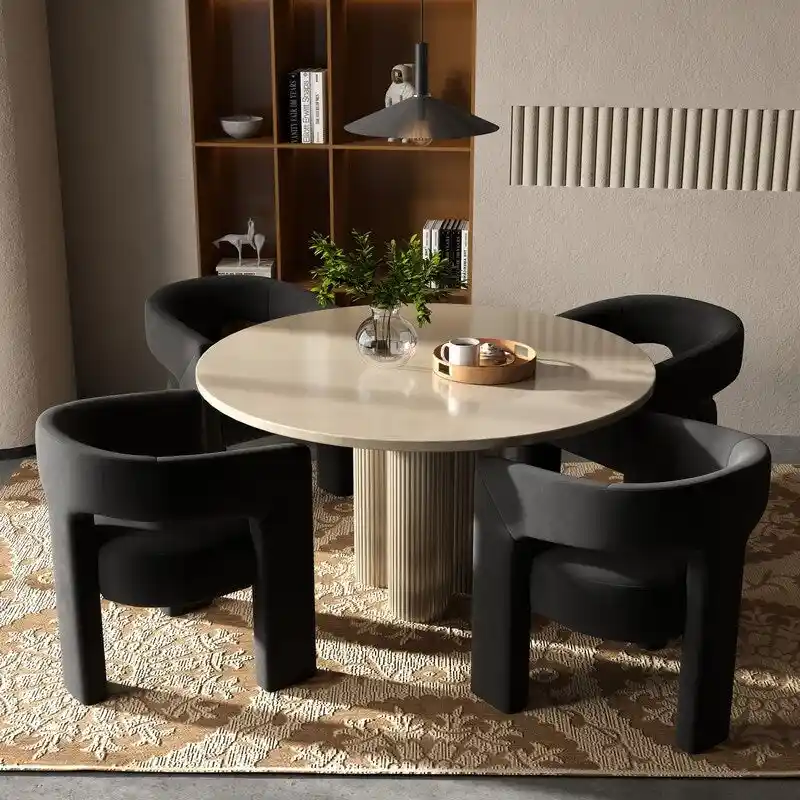 SEYNAR Modern Glam Velvet Upholstered Dining Chair, Open-Back Accent Chair Set of 4