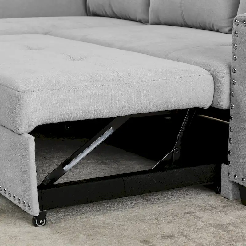Classic and Cozy L-shape Pull-out Sleeper Sectional Sofa