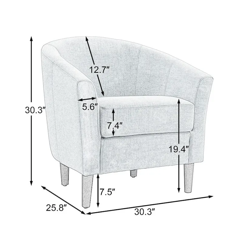 2 Set Modern Accent Chair Upholstered Barrel Chair
