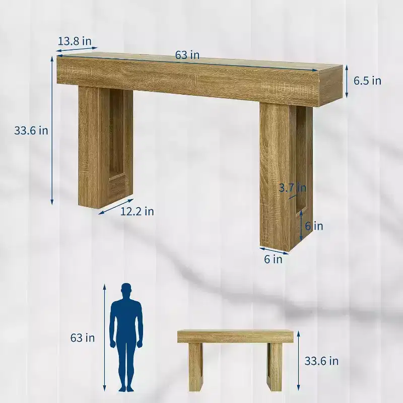 63 in Long Console Table,Wood Rectangular Entryway Console Table ,Farmhouse Console Table for Hallway, Living Room, Foyer, Bedroom