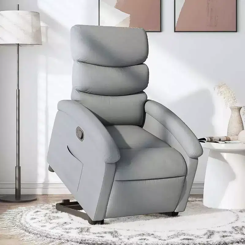 Power Lift Recliner Chair for Elderly - Light Gray Fabric with Electric-Assist Stand & Side Pocket