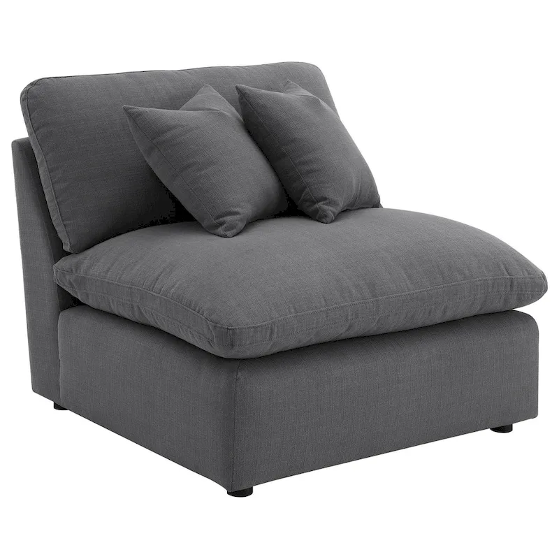 Hobo 6pc Sectional Sofa, Charcoal Gray Fabric, 10 Pillows, 120 Inch