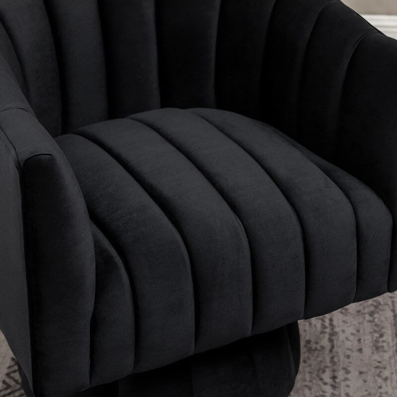SEYNAR Modern Glam Velvet Upholstered Round 360 Degree Swivel Accent Barrel Chair Set of 2