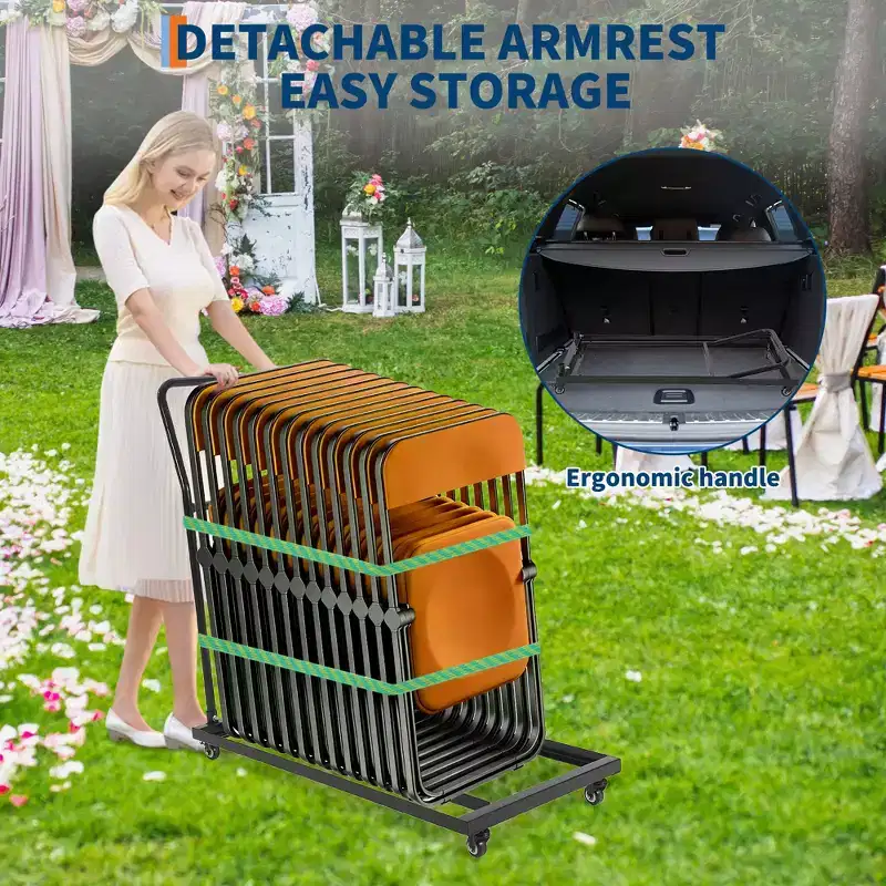 Folding Chair Rack, 300 LBS Capacity, L-Shape Vertical Folding Chair Cart for 25 Chairs,Heavy-Duty Metal Chair Storage Dolly