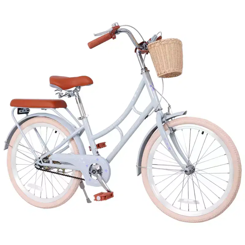 NAYSAYE Girls Beach Cruiser Bike with Front Basket & Sturdy Steel Frame for Comfortable Outdoor City Commute, Blue, 58.39*24.53*36.93