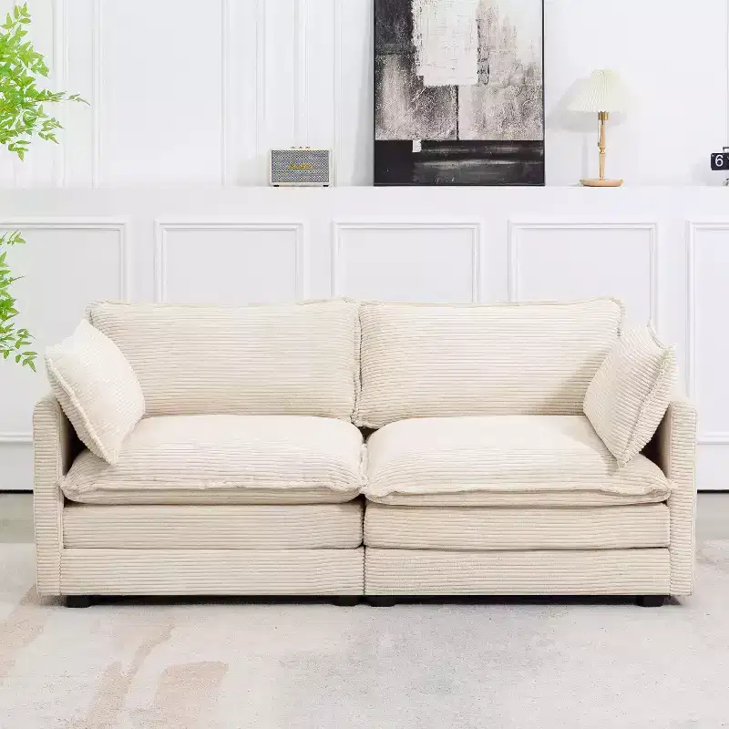 Hyleory 78'' Upholstered Corduroy Reception Loveseat