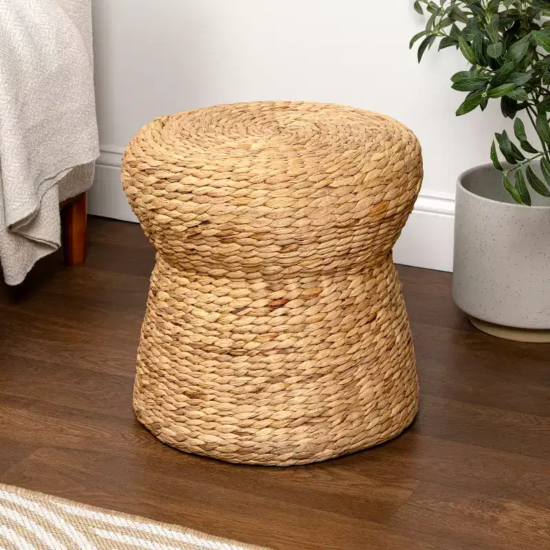 JONATHAN Y Alberto Modern Bohemian Hand-Woven Hyacinth Mushroom Stool