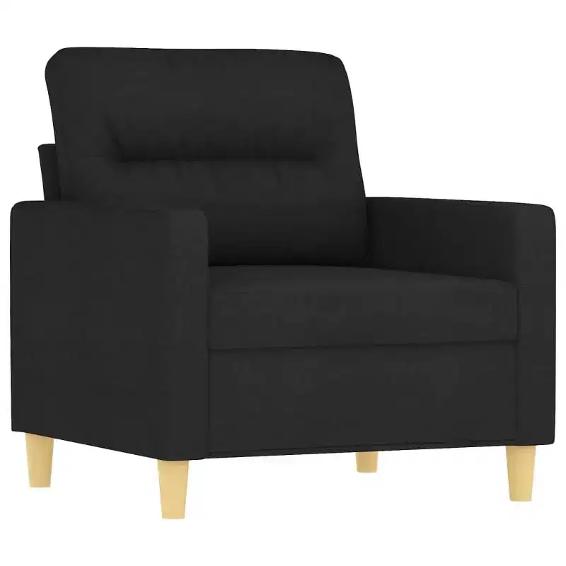 vidaXL 3 Piece Sofa Set with Cushions - Comfortable Black Fabric Furniture Set - Indoor/Outdoor Use - Easy to Clean and Assemble