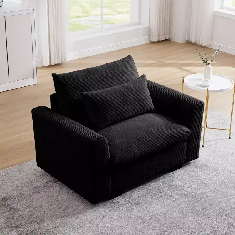 TUYOHW 51 Inch Corduroy Deep Seat Single Sofa with Waist Pillow for Living Room,Office,Apartment