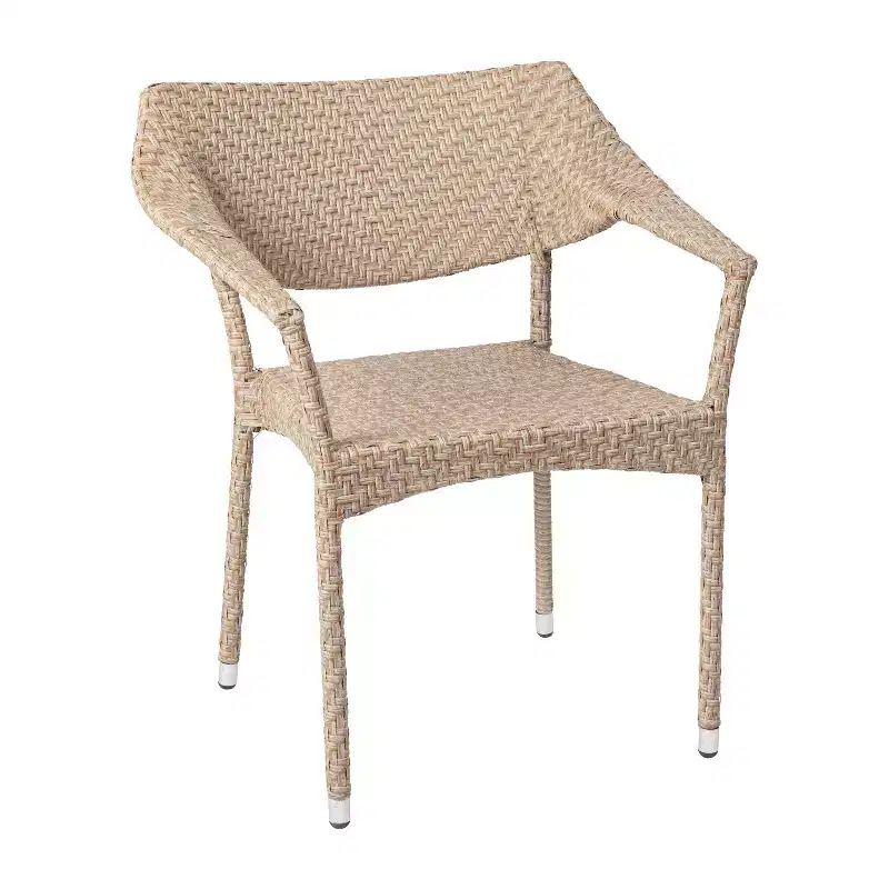 Merrick Lane Fade and Weather Resistant Modern PE Rattan Patio Dining Chair with Reinforced Steel Frame