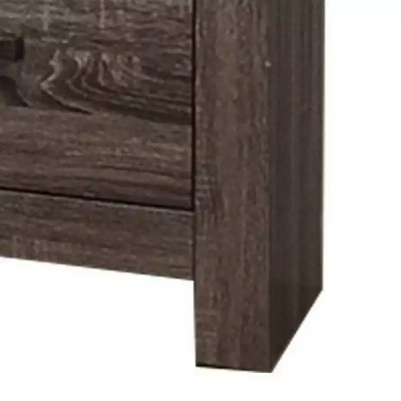 24 Inch Rustic Drawer Nightstand, Sleek Metal Bar Handles, Oak Gray