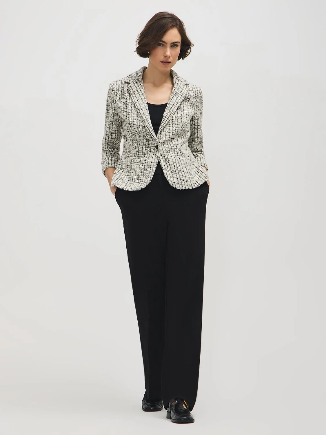 Cuffed Sleeve Boucle Blazer