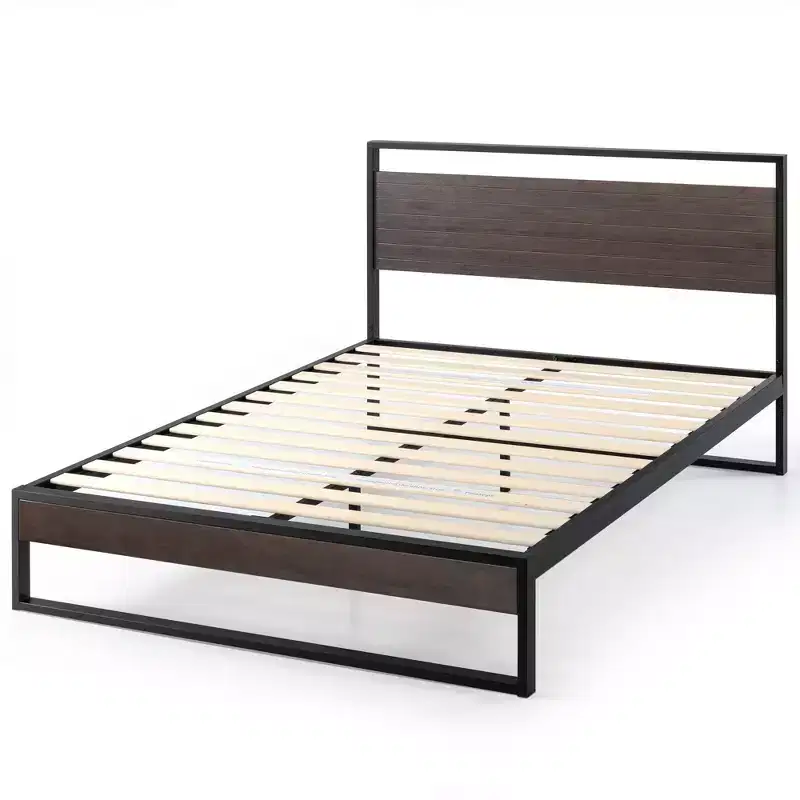 Suzanne Bamboo and Metal Platform Bed Frame with Headboard - Zinus