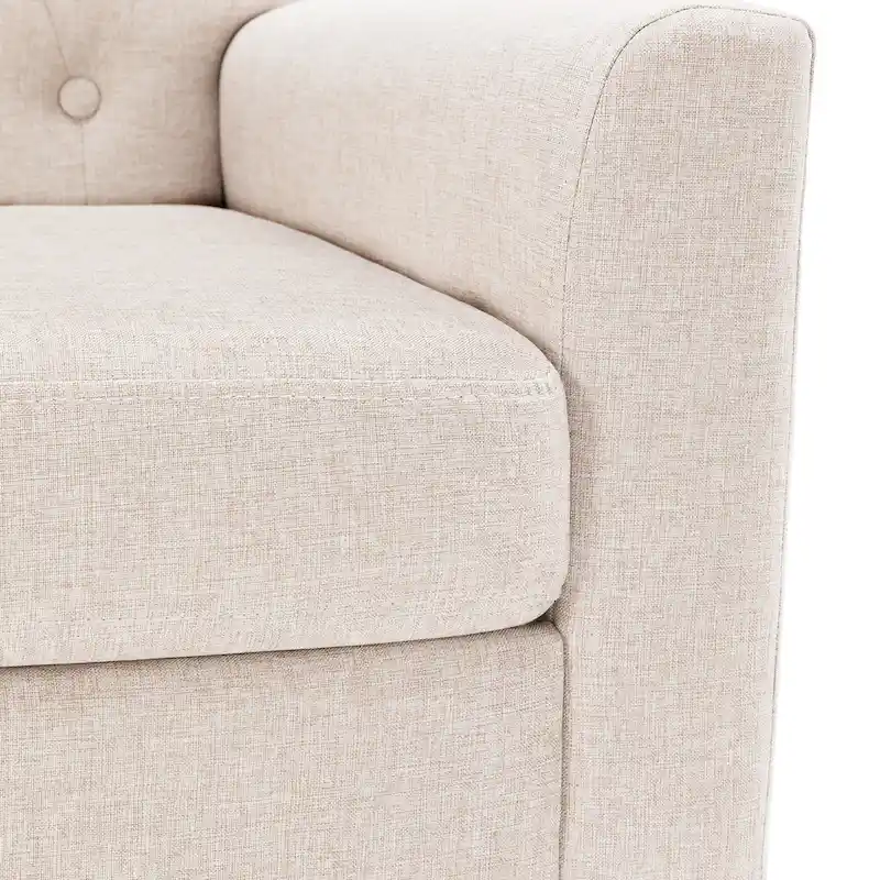 LUE BONA Mid-Century Modern Upholstered Linen Fabric Button Tufted Accent Chair Set of 2 - 28.5 W X 27.25 D X 33.75 H