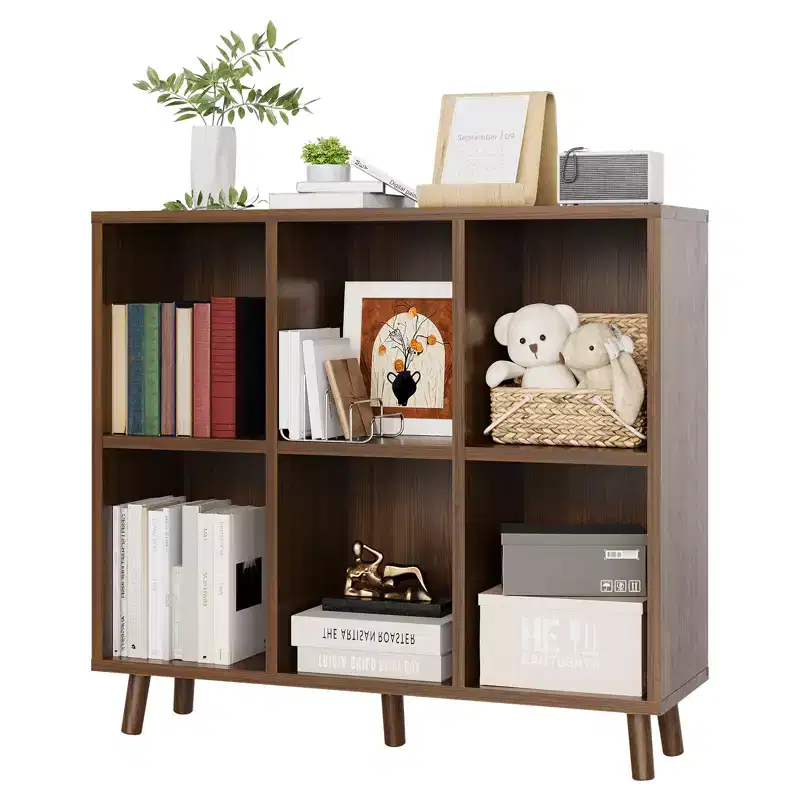 Cube Bookshelf, 6 Cube Storage Organizer Shelf, Freestanding Open Bookcase, Display Cabinet Organizer with Base, for Living Room, Bedroom, Home