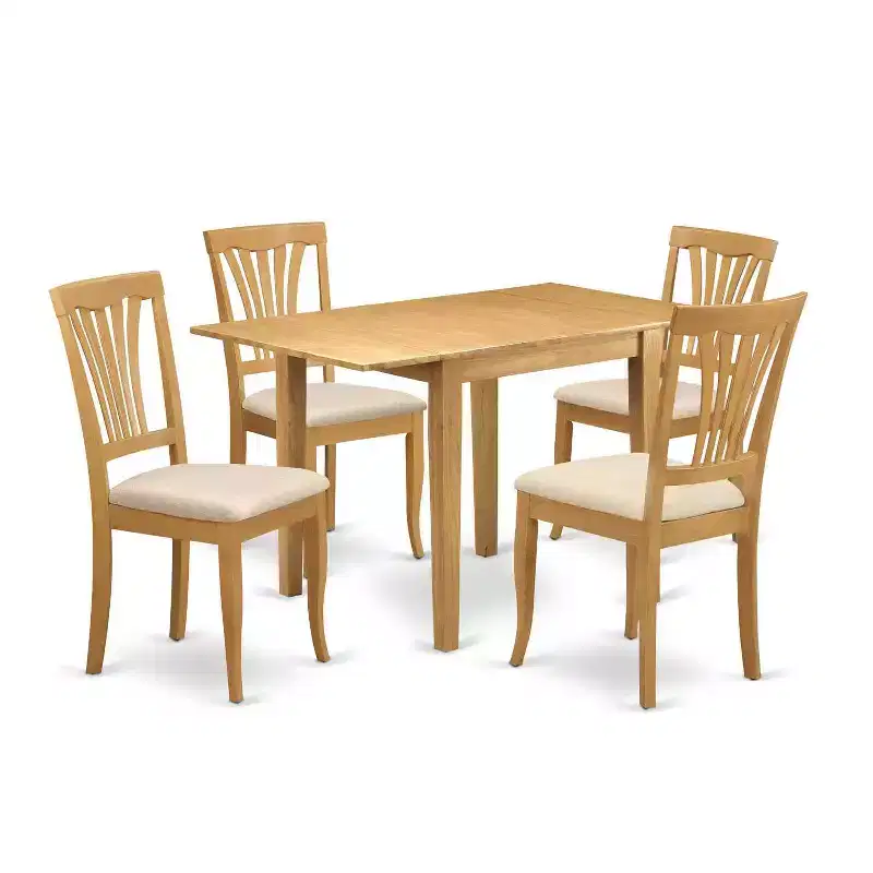 HomeStock 5-Pc Natural Oak Finish Solid Wood Top-Dining Room Set-Seats 4