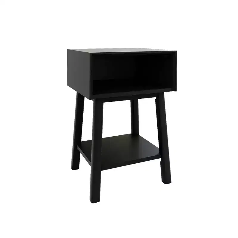 Max & Lily Nightstand with Cubby Shelf, Solid Wood Bedside Table, Side Table for Bedroom