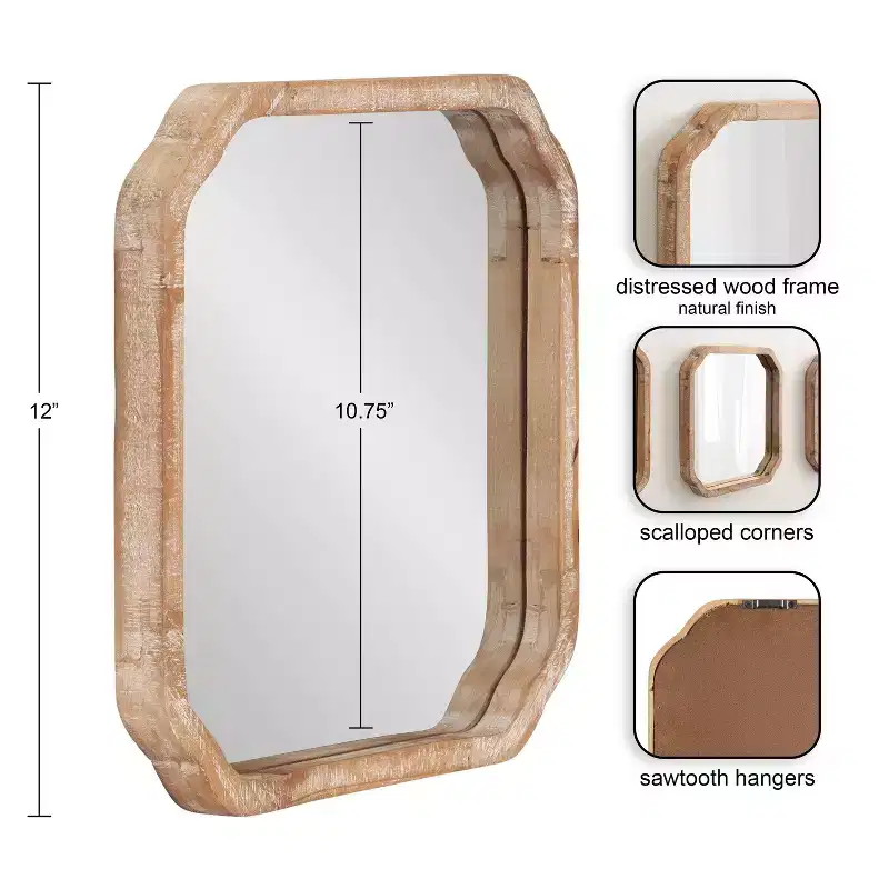 Kate & Laurel All Things Decor 3pc Marston Wood Wall Mirror Set Brown
