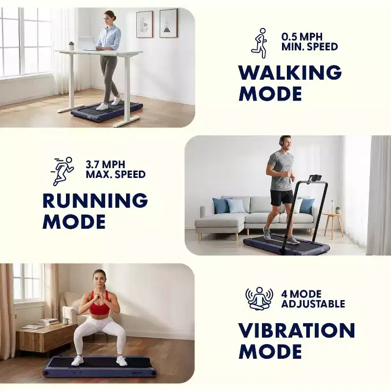 Squatz 2-in-1 Walking Pad with Vibration Plates and Handlebar  Blue