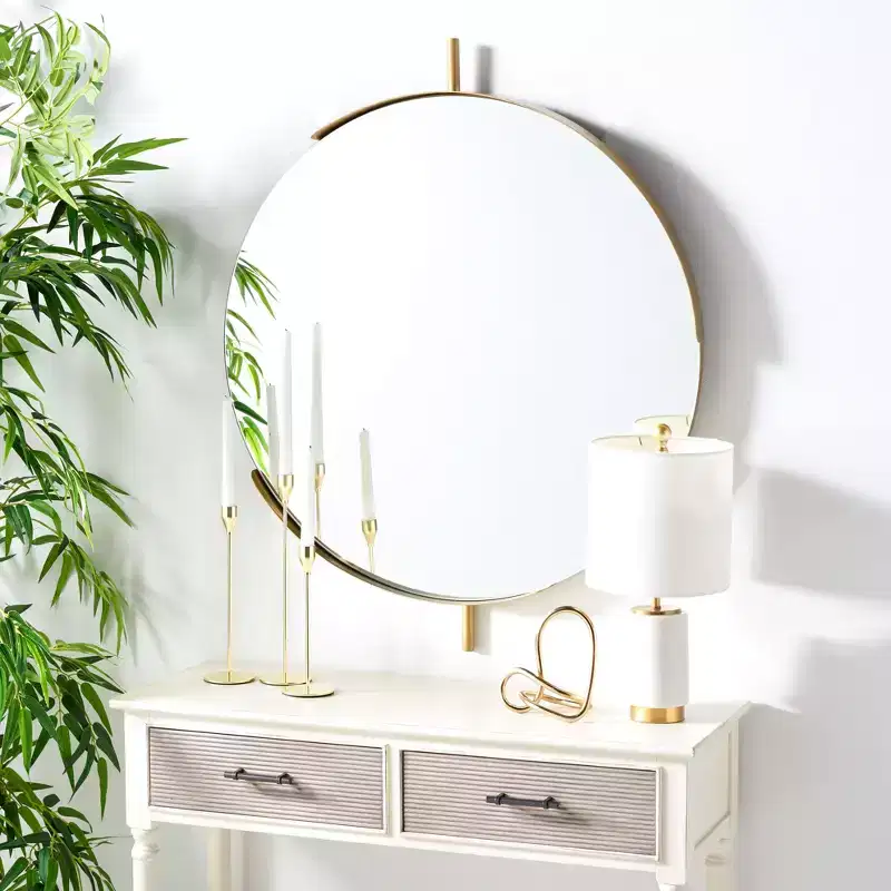 Round Brass Wall Mirror - 30 x 36 inch