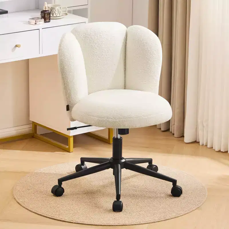 Armless Upholstered Vanity Chair, Boucle Accent Chair for Bedroom, Dressing Room or Home Office