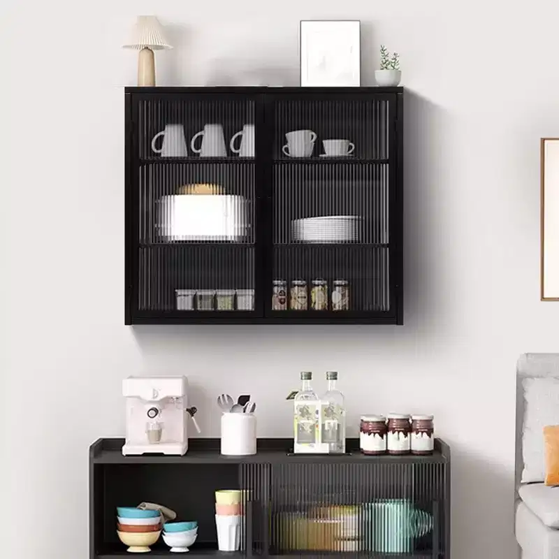 Bathroom Cabinet Wall Mounted with Detachable Shelves,Double Glass Door Wall Storage Cabinet,Kitchen Pantry Sideboard for Bathroom Kitchen