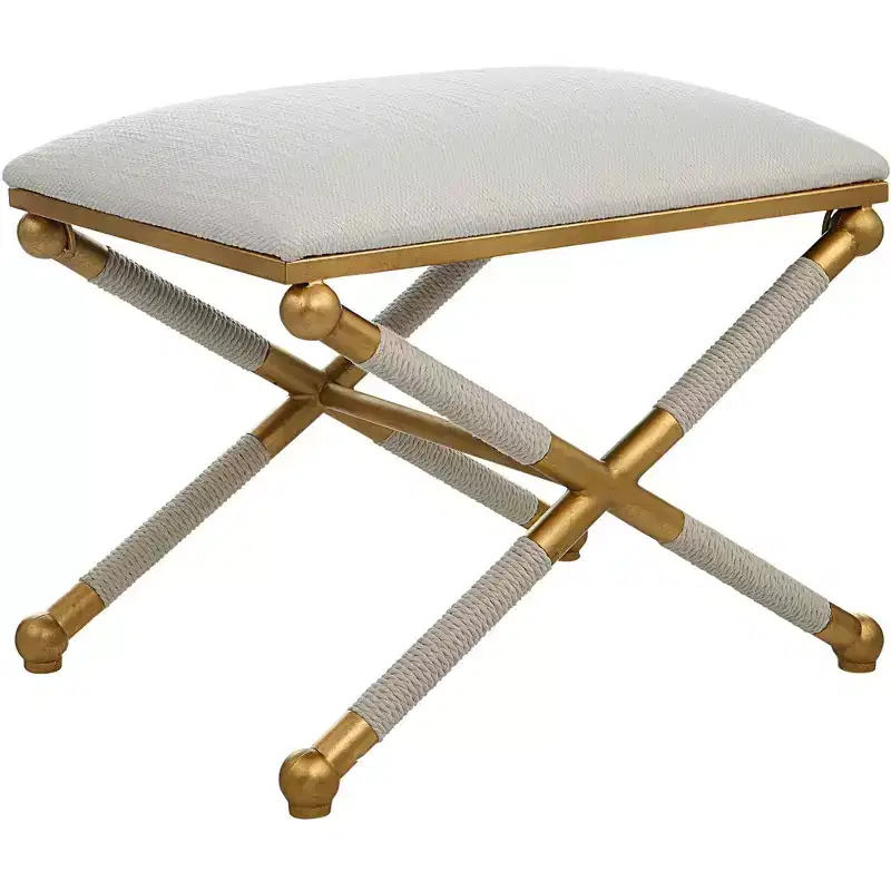 Uttermost Socialite 24 Wide White Gold Ottoman