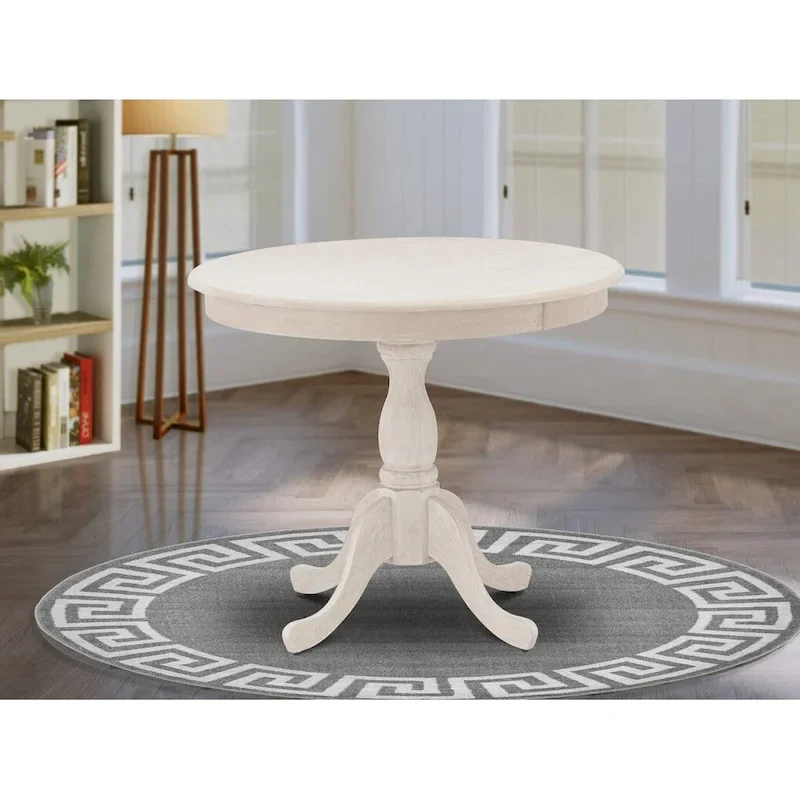 Round Wood Dining Table with Pedestal Base, 36x36 Inch (Multiple Finish Options)