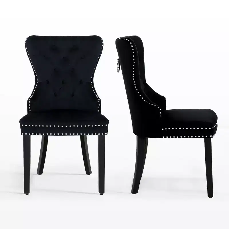 Velvet Upholstered Tufted Dining Chairs (Set of 2)