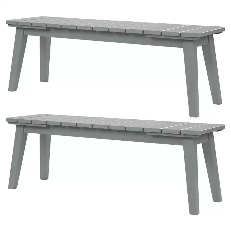 Karl Home | 45-Inch Solid Wood Backless Outdoor Bench (Set of 2)