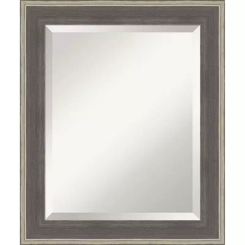 Cottage Beveled Wood Framed Bathroom Vanity Wall Mirror