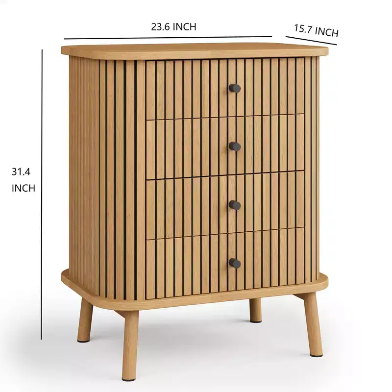 Fluted 4 Drawers Dresser, Tall Modern Chest of Drawers, Bedroom Dressers with Drawers