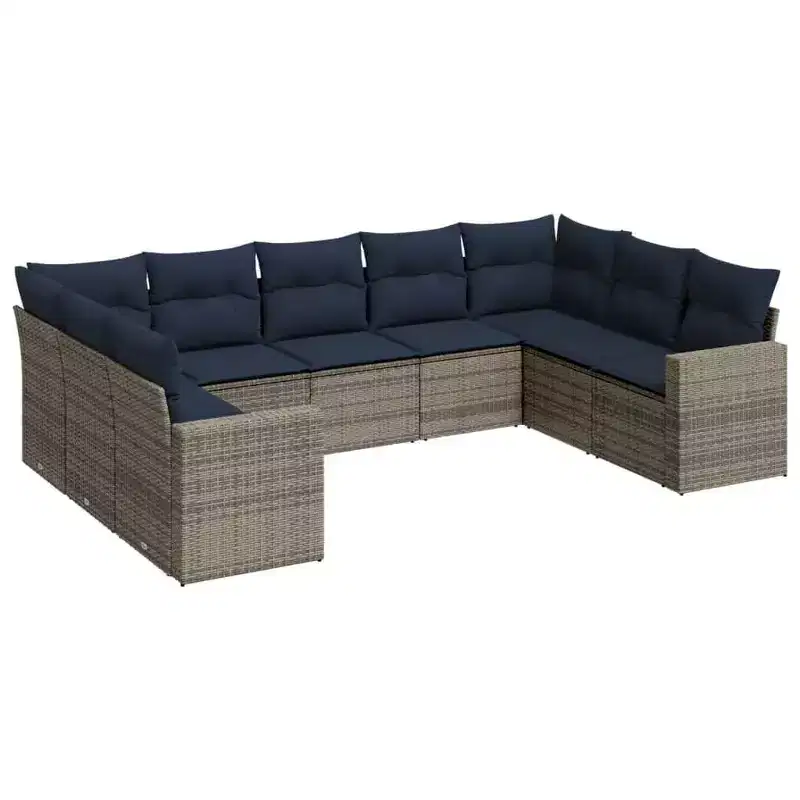 vidaXL Patio Sofa Set with Cushions Poly Rattan