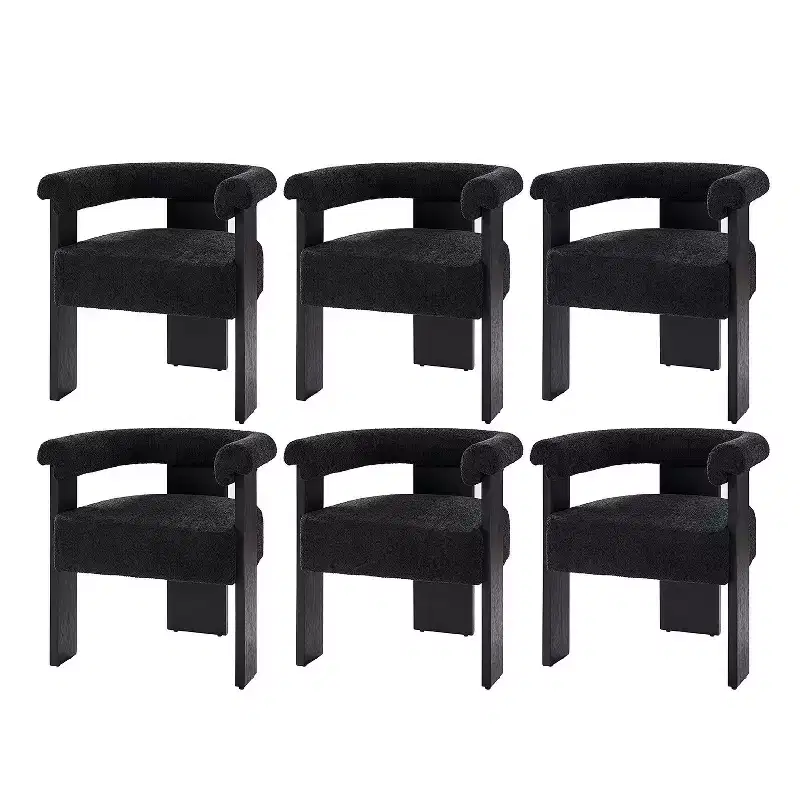 Gerry Boucle Dining Chair Set of 6 With Round Solid Back|ART OF LIVING DESIGNS