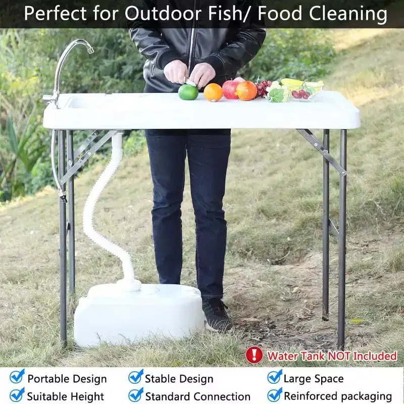 Polyethylene Outdoor Folding Fish Cleaning Table with Drainage Hose