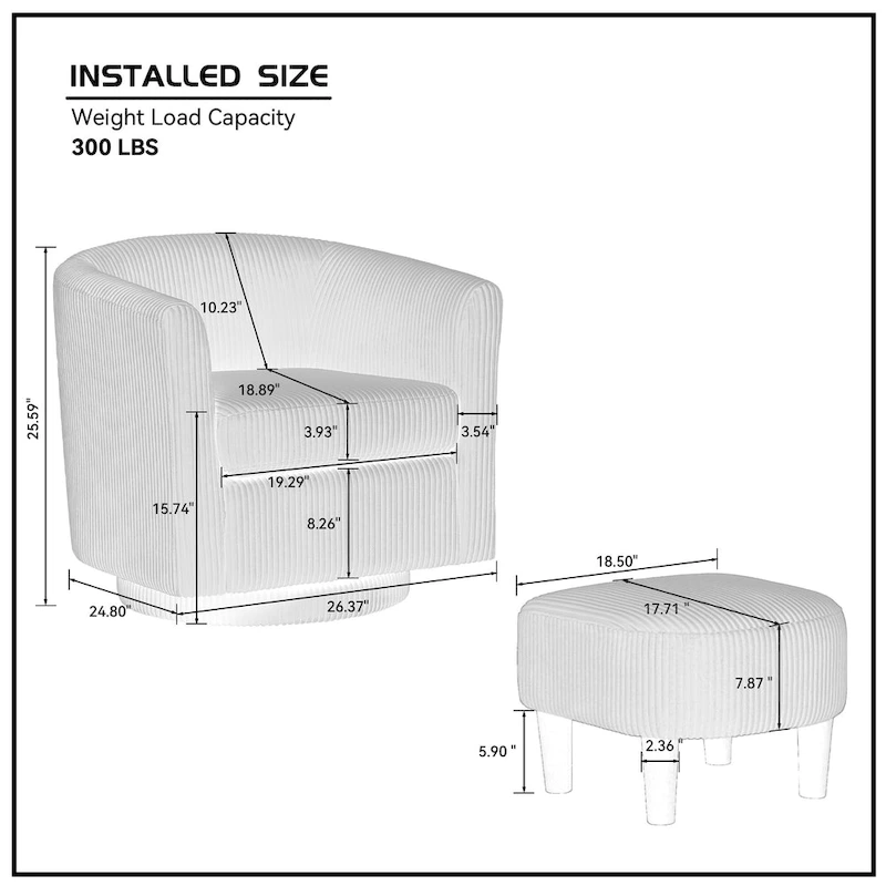 26.38 Swivel Arm Chair with Ottoman