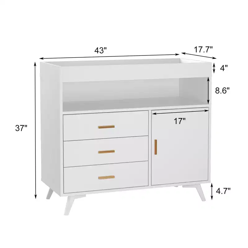Baby Changing Table Dresser for Infants, 3-Drawer Changer Dresser with Removable Changing pad, Dresser with Changing Table Top, Dresser for Nursery