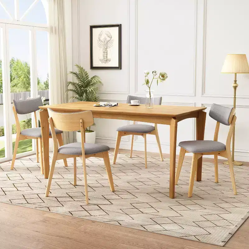 Christopher Knight Home Laila 5 Piece Mid-Century Modern Rubberwood Dining Set with Cushion