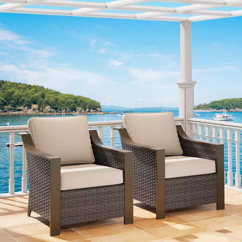 UPTIOT 2-Person Outdoor Patio Wicker Chair Set