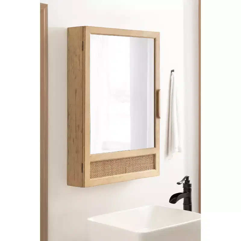 Rattan Mirror Vanity Cabinet