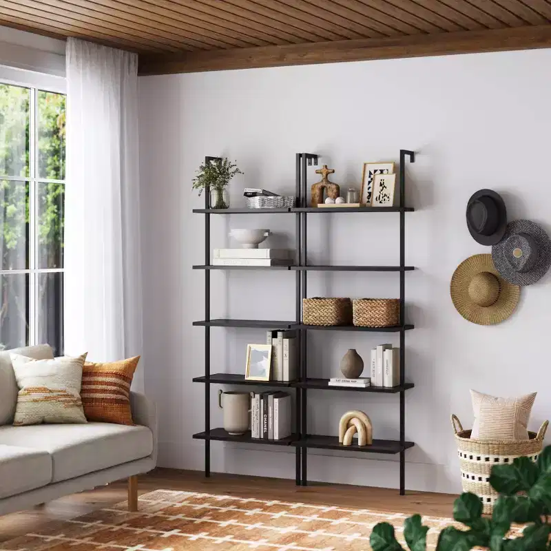 72.5" Nathan James Set of 2 Theo Bookshelf Black
