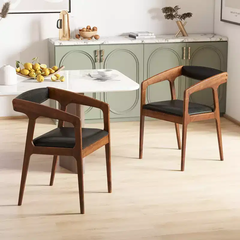 Costway Set of 2 Accent Chairs PU Leather Upholstered Armchairs w/ Cozy Backrest