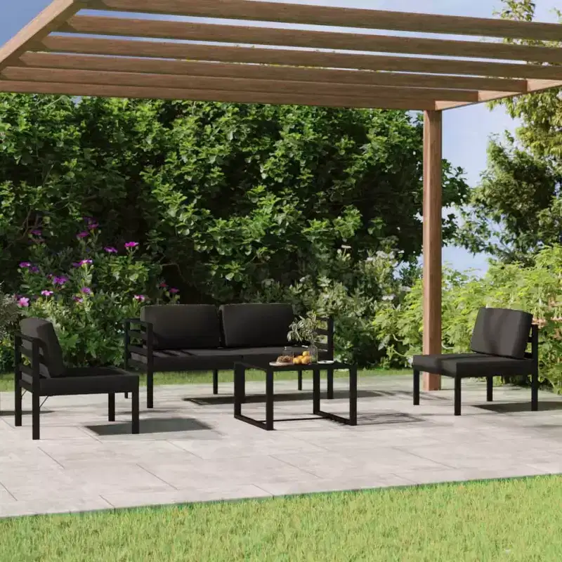 vidaXL Patio Lounge Set Outdoor Sectional Sofa Set Table Aluminum Anthracite