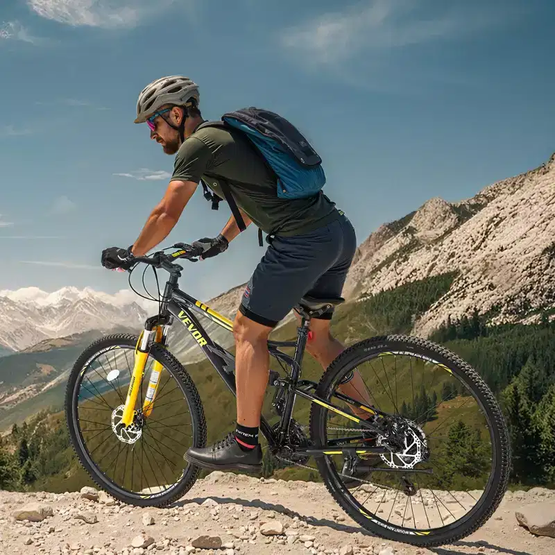 VEVOR Mountain Bike, 29 inch MTB Bicycle with Full Dual Suspension, 24 Speeds Twist Shifting, Dual Disc Brakes, Aluminum Alloy Frame,Black&Yellow