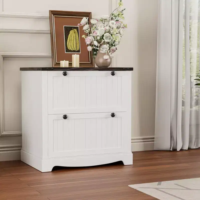 Farmhouse File Cabinets with 2 Drawers,30 File Cabinets with Hanging File Folders for A4/Letter/Legal Size Documents, Rustic Storage Cabinet Storage
